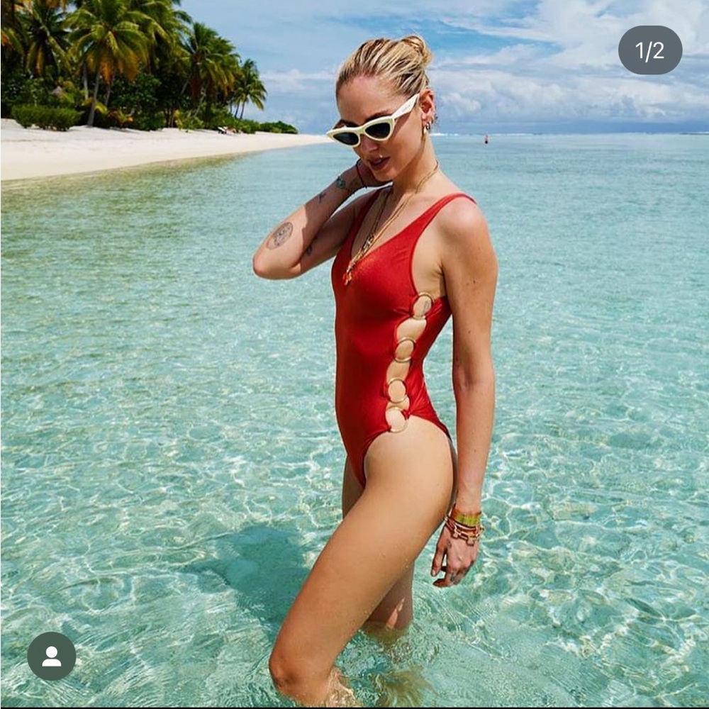 Serious Buyer Only! Calzedonia Rose Gold Light with Side Rings Shiny Swimsuit